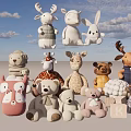 Adorable Animal Shaped Plush Stuffed Toys With Deer Rabbit Bear Giraffe And Alphabet Blocks
