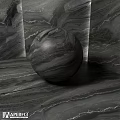 Black Marble Sphere Component With Natural Vein Texture And Background Panels