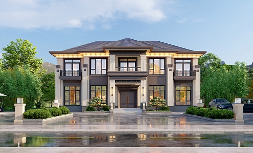 New Chinese Style Villa 3d model