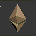 Detailed Golden Ethereum Logo 3D Rendering With Shiny Surface And Dark Background