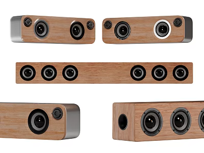 Modern Wooden Audio Speakers With Sleek Design And Multiple Speaker Drivers 3d model