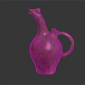 Furniture Decorative Ceramic Bird Head Shaped Pitcher In Brownish Yellow And Purple Hues