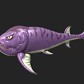 Purple Striped Fantasy Fish With Large Mouth Sharp Teeth And Fins