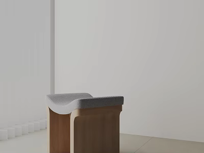 Modern Wooden Side Table With Gray Cushioned Top And Minimalist Design 3d model