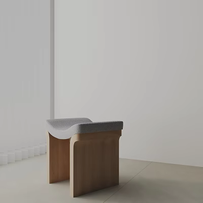 Modern Wooden Side Table With Gray Cushioned Top And Minimalist Design 3d model