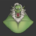 Fantasy Character Mythical Creature Head Model With Green Skin White Hair Beard And Angry Look