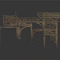 Intricate Wooden Architectural Structure Featuring Elevated Platforms Stairs And Supporting Pillars 3d model