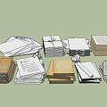 Office Paper Supplies Including Stacked Documents Folders Notepads Blank Sheets And Printed Papers