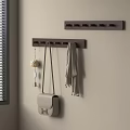 Modern Minimalist Wall Hook Racks With Bag Scarf And Small Decorations By Window With Blinds