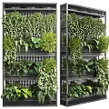 Lush Green Plant Wall With Diverse Greenery And Grid Panel Structure Design