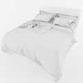 Double Bed with Gray and White Pillows Brown Blanket and Red Decorative Cloth