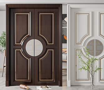 New Chinese Double Door Double Door Combination 3d model