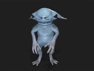 Blue Alien Like Game Movie Character With Large Ears And Long Claws 3d model