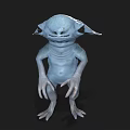Blue Alien Like Game Movie Character With Large Ears And Long Claws