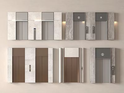 Modern Elevator Door Design Styles With Marble And Metal Panels 3d model