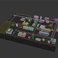 Modern Urban Scale Model With Buildings Roads Green Areas And Facilities