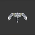 Futuristic Sci Fi Mechanical Drone With Multiple Metallic Arms And Glossy Surface 3d model