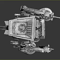Futuristic Sci Fi Robot Character With Long Legs And Square Metallic Body