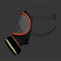 Fire Safety Respirator Mask With Transparent Face Shield Orange Frame And Filter Canister Head Straps