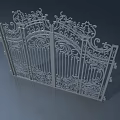 Ornate Wrought Iron Swing Door With Intricate Decorative Scrollwork Design