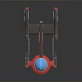 Cosmic Spaceship Design With Red And Black Frame And Blue Central Sphere