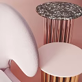 Nordic Style Sofa Chair Simple Champagne Golden Tree Lamps 3d model