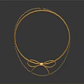 Elegant Gold Headband With Bow Design And Dainty Chain Details