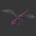 Realistic Gray Flying Dragon With Large Wings Standing On Dark Background And Smoke
