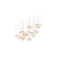 Modern Hanging Chandeliers with Flower Cloud Shaped White And Gold Illuminated In Black Background