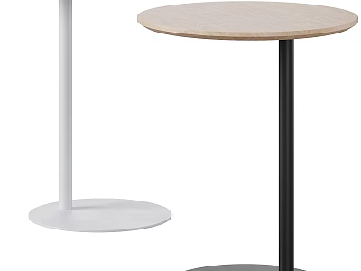 Modern Round Dining Tables With White And Black Bases And Light Wooden Tops 3d model