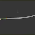 Traditional Samurai Sword With Green Handle And Golden Accents Curved Blade Design