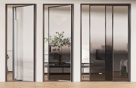 Modern sliding door glass door combination single door sliding door 3d model