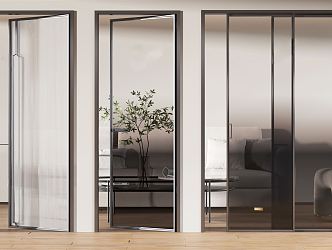 Modern sliding door glass door combination single door sliding door 3d model