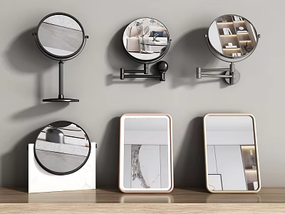 Different Styles of Mirrors with Tabletop and Wall Mounted Designs for Home Decor 3d model