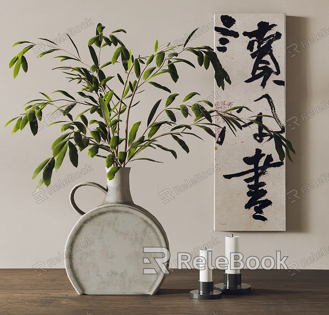 Modern vase plant ornaments model