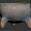 Ancient Clay Sculpture With Three Legs And Cracked Surface Texture 3d model