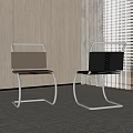 Modern Dining Chairs With Metal Frame And Brown Black Upholstered Seats In Minimalist Room
