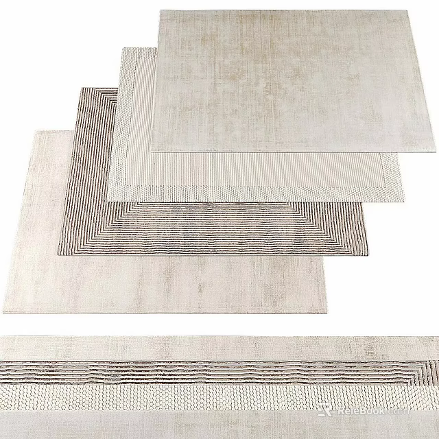 Textured Square Rugs With Striped Patterns For Modern Living Room Decor 3d model