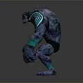 Mythical Creature With Blue Stone Like Body Green Glowing Stripes And Muscular Build