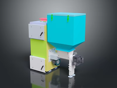 Industrial Mechanical Equipment With Blue Green White Sections Including Control Panel And Drive Mechanism 3d model