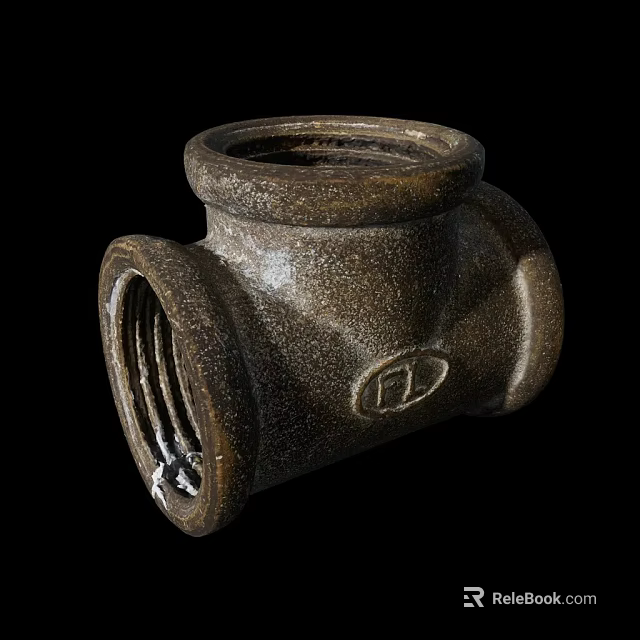 Cast Iron Tee Joint Pipe Fitting With Rough Surface For Industrial Use 3d model 