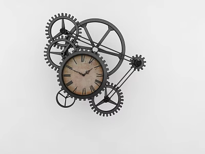 Vintage Industrial Decorative Ornament Set With Intricate Gears And Clock 3d model