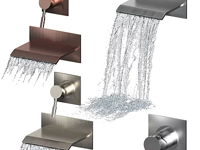 Modern Bathroom Faucets With Waterfall Spout In Brushed Copper And Stainless Steel 3d model