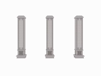 Decorative Classical Architectural Columns With Ornate Base And Intricate Carvings 3d model