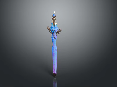 Enchanted Sword With Blue Purple Gradient Blade Ornate Hilt And Glowing Tip Design 3d model
