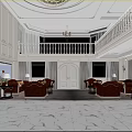 Luxurious Duplex Living Room With White Paneling Leather Sofas And Chandelier
