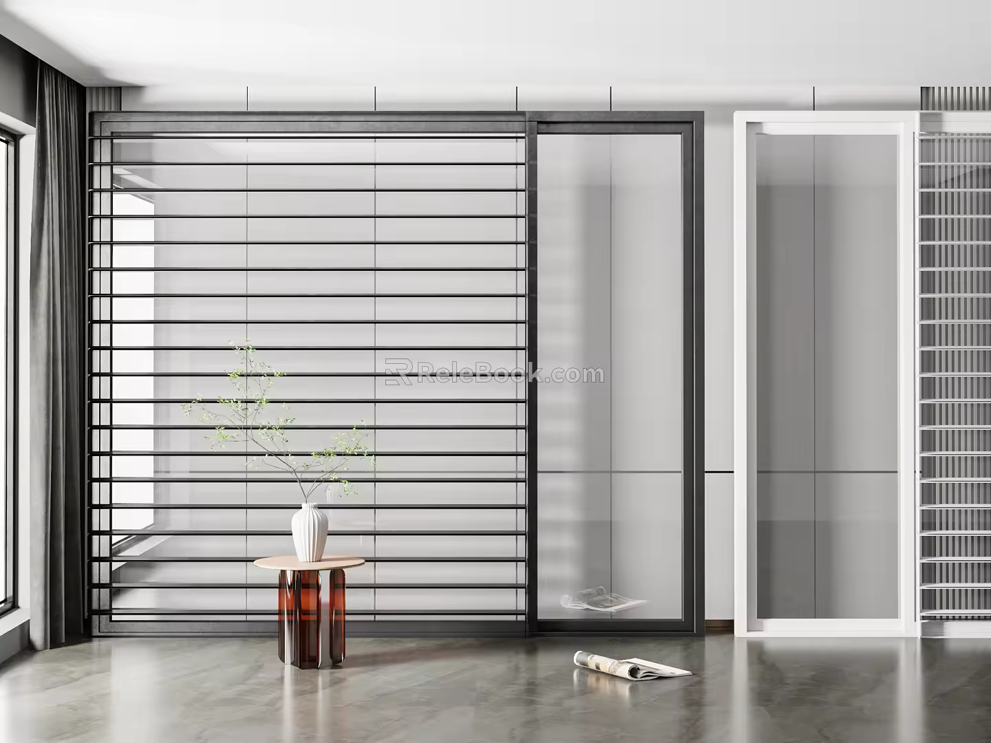 Modern floor-to-ceiling window blinds 3d model