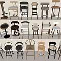 Various Bar Stool Designs With Modern Styles Different Materials And Colors 3d model