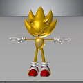 Super Sonic Golden Hedgehog Character With Outstretched Arms Red Shoes And White Gloves