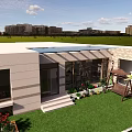 Modern garden with vegetable plot 3d model
